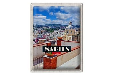 Blechschild 40 x 30 cm Urlaub Reise Italien Neapel Italy Stadt von oben