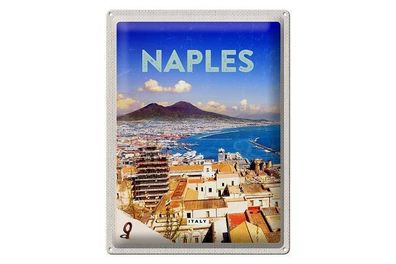 Blechschild 40 x 30 cm Urlaub Reise Italien Neapel Italy Skyline