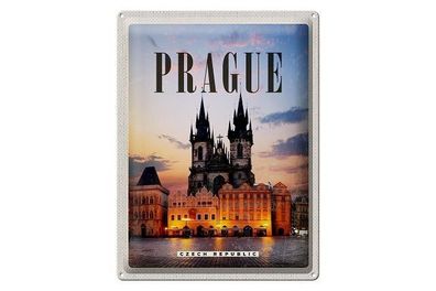 Blechschild 40 x 30 cm Urlaub Reise Prag Czech Republic Kirche