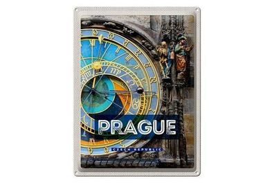 Blechschild 40 x 30 cm Urlaub Reise Prag Czech Republic Turm mit Uhr