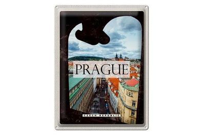 Blechschild 40 x 30 cm Urlaub Reise Prag Czech Republic Stadt Strasse