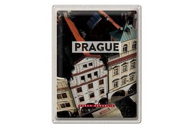 Blechschild 40 x 30 cm Urlaub Reise Prag Czech Republic Häuser