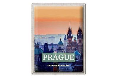 Blechschild 40 x 30 cm Urlaub Reise Prag Czech Republic Sonnenuntergang