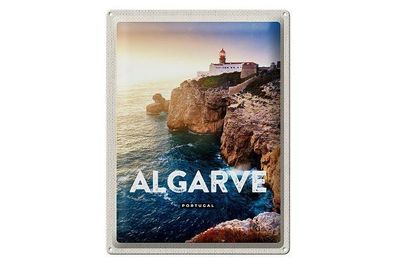 Blechschild 40 x 30 cm Urlaub Reise Portugal Algarve Steil Küste