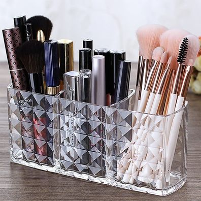 Durchsichtiger Acryl-Make-up-Pinselhalter, Schreibtisch, Kosmetik-Organizer Box
