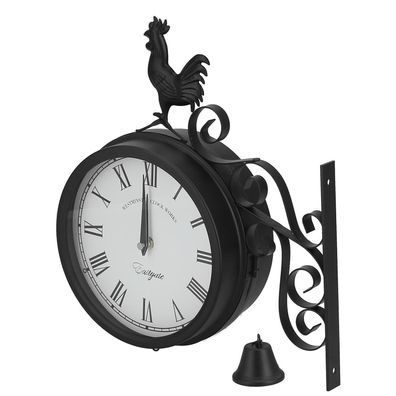 AUHX Retro Clock Exquisite Wanduhr Römische Ziffern Hahn Design Mit Glocke