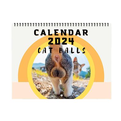 2024 Katzenkalender, lustiger großer Katzen-Arschloch-Katzen-Wandkalender, rech
