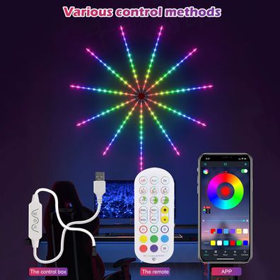 LED Feuerwerk Streifen Lichter RGB Smart Music Sync APP Fernbedienung Bluetooth