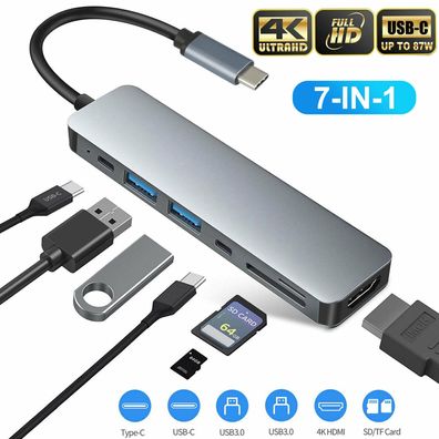 7 in 1 Multiport USB-C Hub Typ C zu USB 3.0 4K HDMI Adapter Fér Macbook Pro / Air