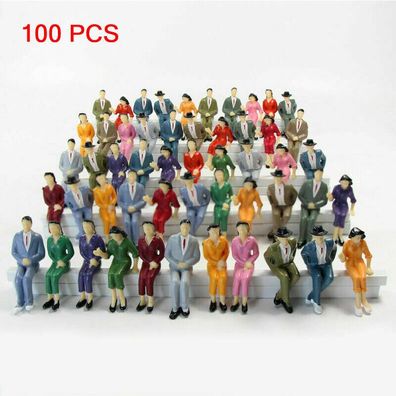 100 Stk. Sitzende Figuren Maßstab 1:25 Modellfiguren Menschen Spur 1 Bemalt