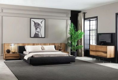 Bett Luxusmöbel 160x200 cm Doppelbett In schwarzer Farbe in modernem