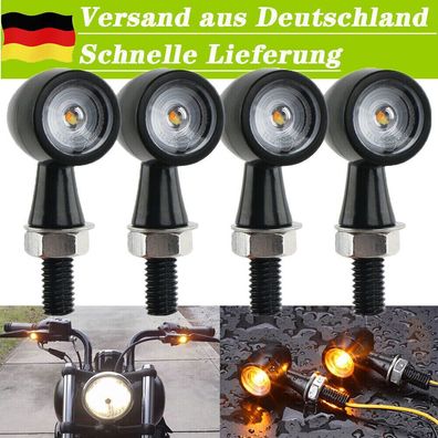 4x LED Mini Motorrad Blinker Schwarz E-Gepréft Vorn Hinten Universal Quad Roller