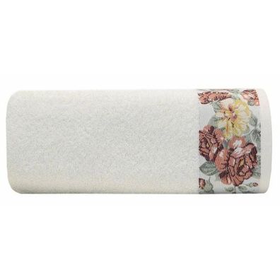 Handtuch Badetuch 100% Baumwolle 50x90 cm creme floral Muster Duschtuch modern Deko