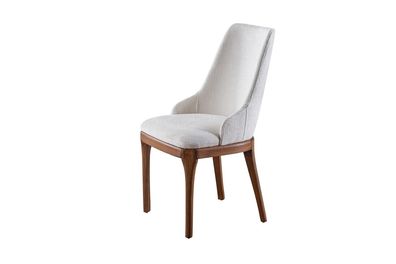 Exklusive Weiße Stuhl mit Holz braun Füße Design Esszimmer Neuheit