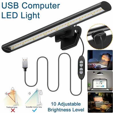 LED Schreibtischlampe USB Computer Laptop Monitor Bildschirm Lichtleiste Zuhause
