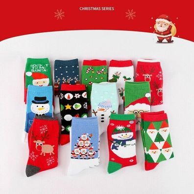 20 Paare Damen Weihnachtssocken Weihnachten Socken Baumwolle Weich Bequem Neu