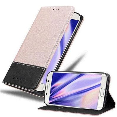Cadorabo Hülle kompatibel mit Samsung Galaxy S6 EDGE in ROSÉ GOLD Schwarz - Schutz...