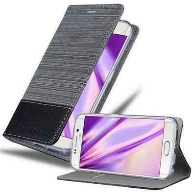 Cadorabo Hülle kompatibel mit Samsung Galaxy S6 EDGE in GRAU Schwarz - Schutzhülle...