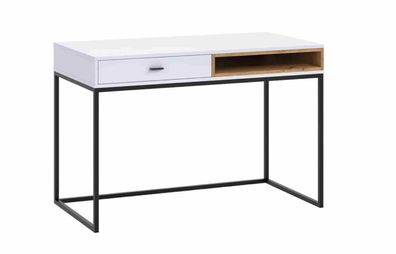 FURNIX Schreibtisch RELIO 120cm PC-Tisch Arbeitsplatz Holz Eiche Artisan Weiß