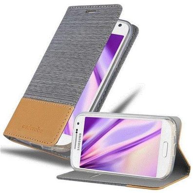 Cadorabo Hülle kompatibel mit Samsung Galaxy S4 MINI in HELL GRAU BRAUN - Schutzhü...