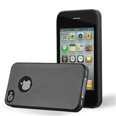 Cadorabo Hülle kompatibel mit Apple iPhone 4 / 4S in Metallic Schwarz - Schutzhüll...
