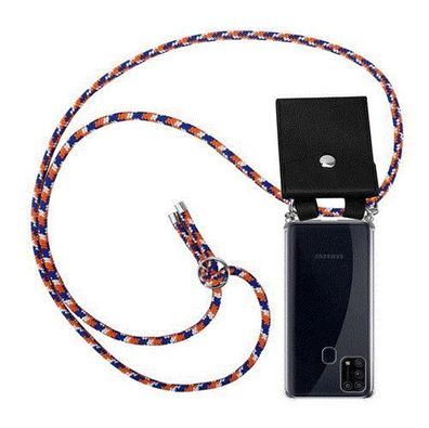 Cadorabo Handy Kette kompatibel mit Samsung Galaxy M31 in ORANGE BLAU WEIß - Silik...