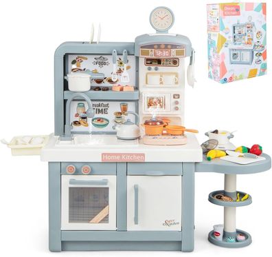 Spielküche Kinder mit 49 Zubehör, Kinderküche mit Licht & Sound, Kinderspielküche