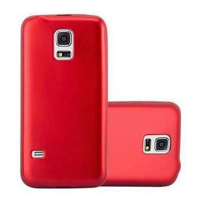 Cadorabo Hülle kompatibel mit Samsung Galaxy S5 / S5 NEO in Metallic ROT - Schutzh...
