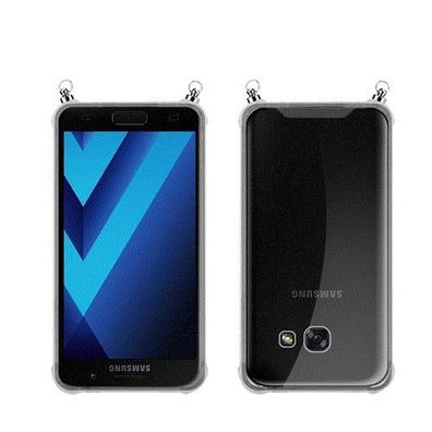 Silikon Hülle Handykette kompatibel mit Samsung Galaxy A5 2017 mit silbernen Ringe...