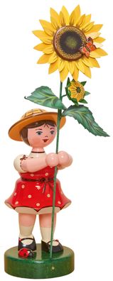 Original Hubrig Volkskunst Blumenmädchen rot mit Sonnenblume Erzgebirge
