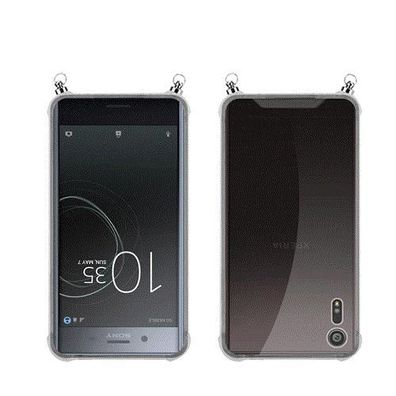 Silikon Hülle Handykette kompatibel mit Sony Xperia XZ / XZs mit silbernen Ringen ...