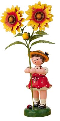 Original Hubrig Volkskunst Mädchen mit Kokardenblume Erzgebirge