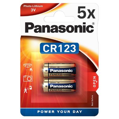 10x Panasonic CR123A Photobatterie - (5x 2er Blister)