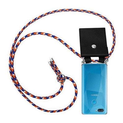 Cadorabo Handy Kette kompatibel mit Oppo A12 in ORANGE BLAU WEIß - Silikon Schutzh...