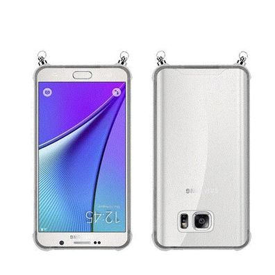 Silikon Hülle Handykette kompatibel mit Samsung Galaxy NOTE 5 mit silbernen Ringen...