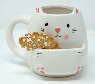 Katzen Tasse mit Keksfach Kaffeetasse Teetassse Teebeutelfach Kaffee Tee Becher