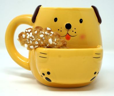 Hunde Tasse mit Keksfach Kaffeetasse Teetassse Teebeutelfach Kaffee Tee Becher