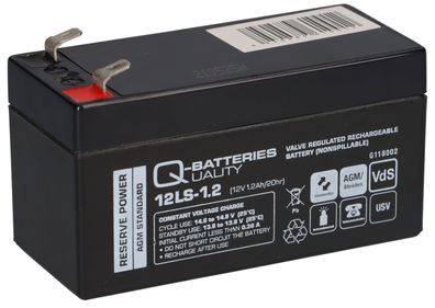 Q-Batteries 12LS-1.2 12V 1,2Ah Blei-Vlies Akku / AGM VRLA mit VdS