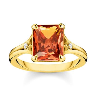 Thomas Sabo Schmuck Ring für Damen Orangefarbener Stein mit Mond und Stern TR2297-97