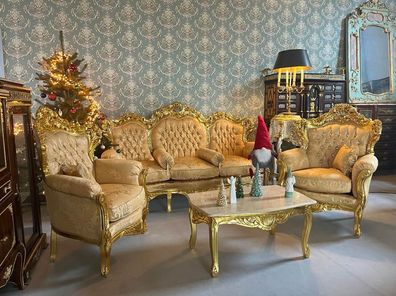 Barock Möbel Sofa Set French Louis XV Baroque Style Sofa Set in Gold Finish
