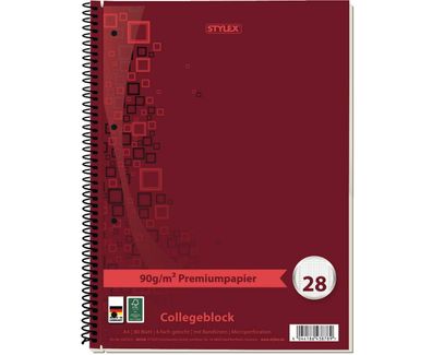 Stylex 43878 Collegeblock A4 Premiumpapier kariert 90g/ m²