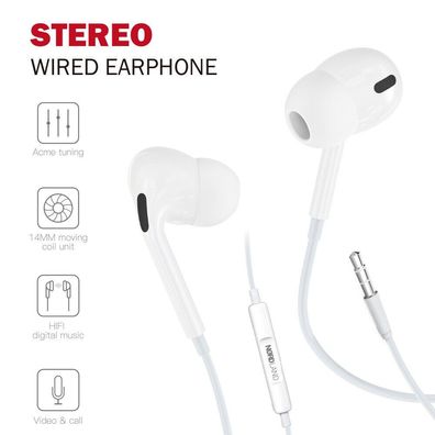 In Ear Kopfhörer Aux Headset 3,5mm Adapter iPhone Samsung Huawei Audio Mikrofon