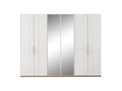 Schränke Kleiderschränke Kleiderschrank Weiß Holz Spiegel 6 Türen Neu