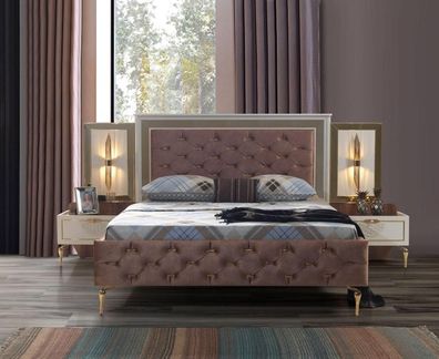 Schlafzimmer Bett Design Einrichtung Luxus Polster Betten braun Modern