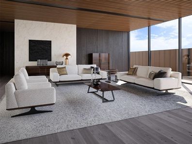 Wohnzimmer Komplett 6tlg Modern 2xSessel Couchtisch Sofa Zweisitzer Polstermöbel