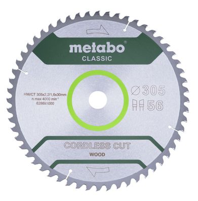 Metabo
Sägeblatt "cordless cut wood - classic", 305x30 Z56 WZ 5° | im Karton