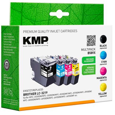 KMP B58VX schwarz, cyan, magenta, gelb Druckerpatronen kompatibel zu brother LC-32...