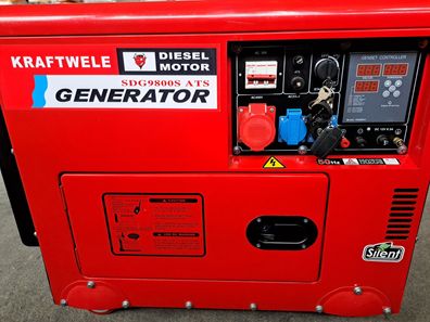 Generator Stromerzeuger Diesel 9,5kW 3-Phasen E-Start 400V 230V AVR ATS