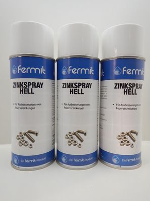 3x Fermit Zinkspray Hell Korrosionsschutz Schutz Oberfläche Spraydose 400ml