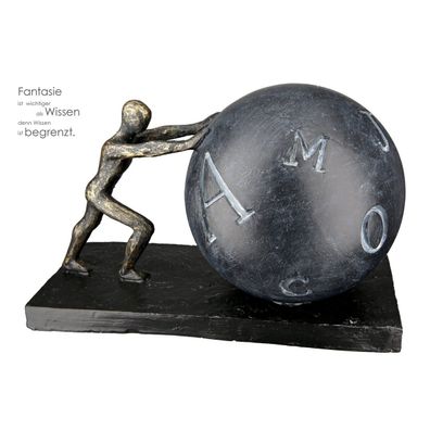 Poly Skulptur Buchstütze "Pushing", H15,5cm, B 25cm, von Gilde